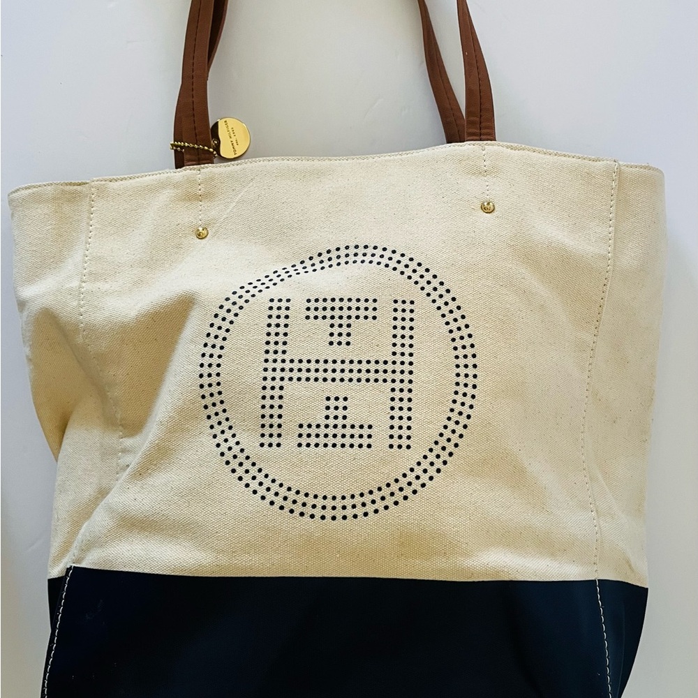 Tommy Hilfiger Canvas & Vinyl Tote Bag Travel Bag Tommy Hilfiger Bag gold charm - Picture 10 of 16